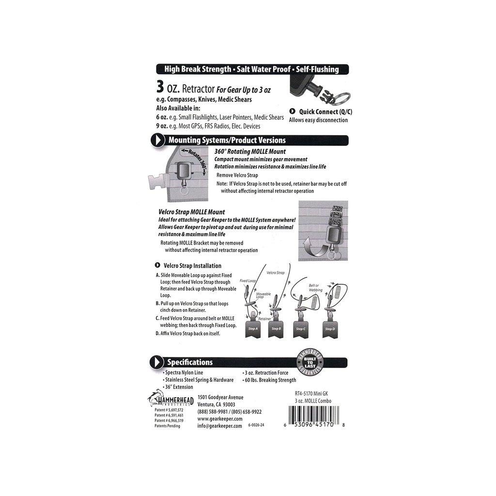 Gear Keeper Sicherungssystem RT4-0031 Velcro Gear Keeper Sicherungssystem RT4-0031 Velcro