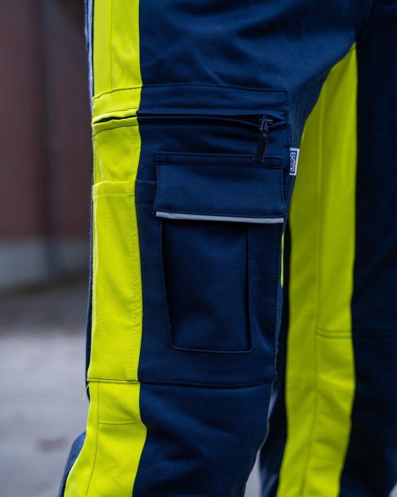 Sanität Stretch-Einsatzhose Marineblau-Neongelb, EN20471, Kl.1 - Gr.29 Sanität Stretch-Einsatzhose Marineblau-Neongelb, EN20471, Kl.1 - Gr.29
