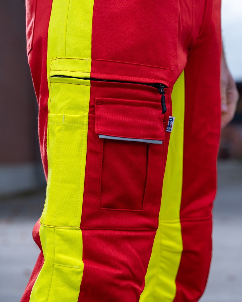 Sanität Stretch-Einsatzhose Rot-Neongelb, EN20471, Kl.1 - 40W