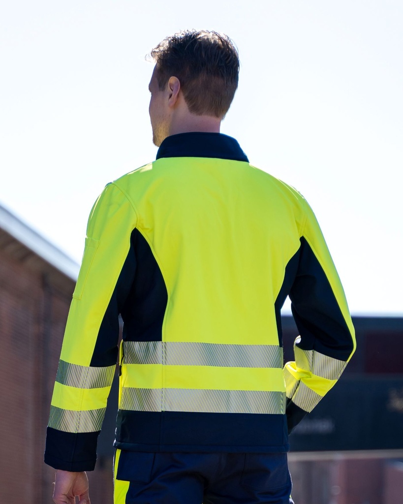 Softshelljacke Marineblau-Neongelb, EN20471, Klasse 2 - 4XL Softshelljacke Marineblau-Neongelb, EN20471, Klasse 2 - 4XL