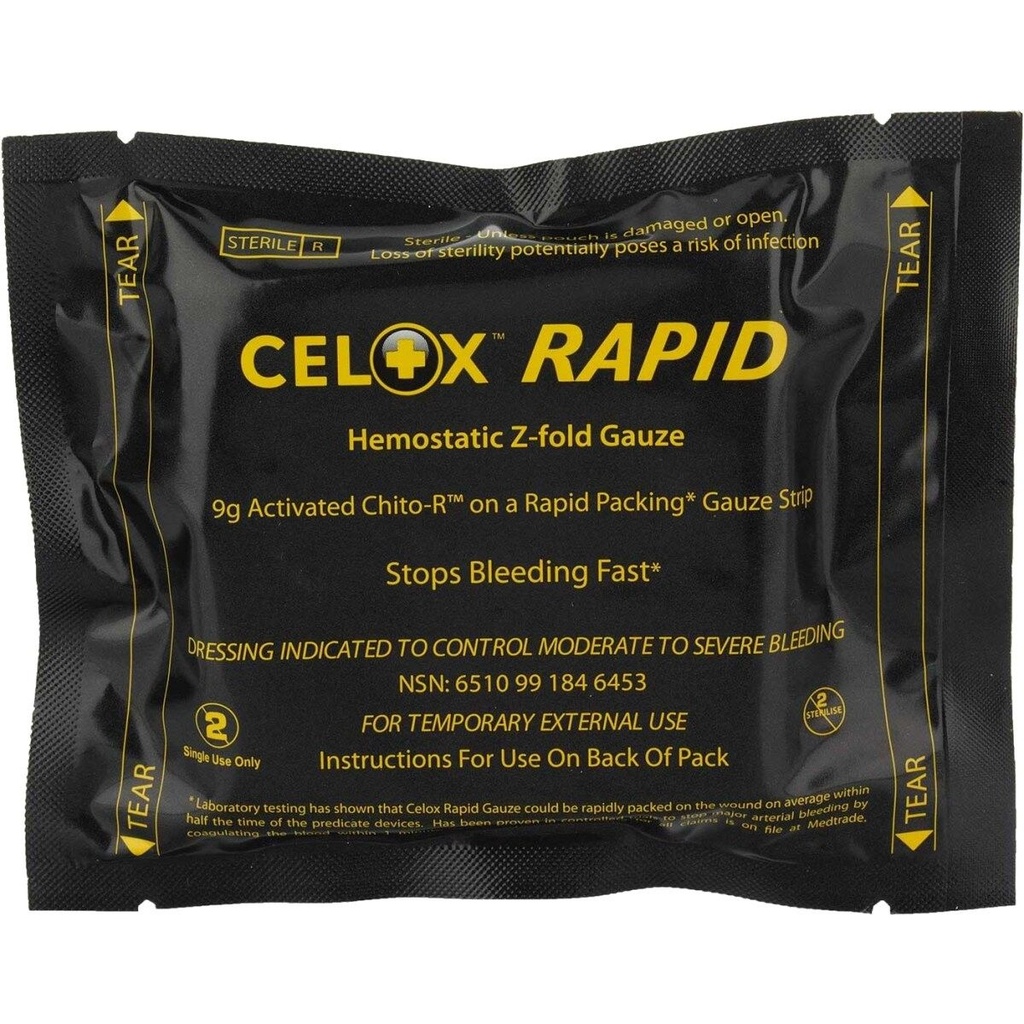 Celox Rapid, Z-Fold Hämostyptikum Gauze, 7.6cm x 1.5m Celox Rapid, Z-Fold Hämostyptikum Gauze, 7.6cm x 1.5m
