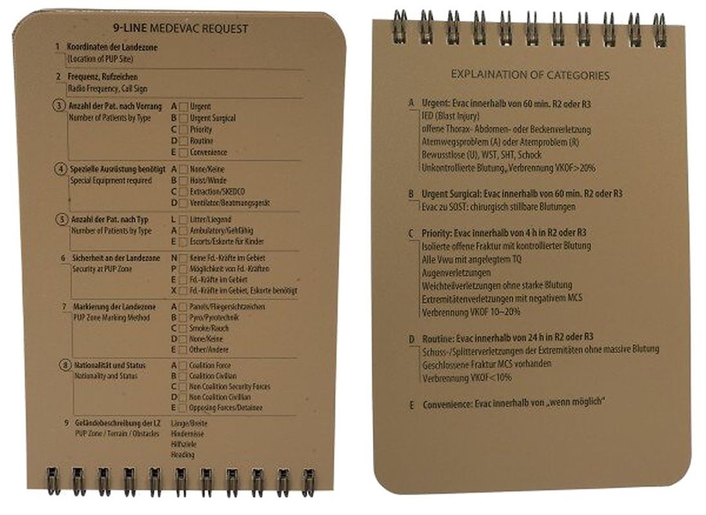 Rite in The Rain Combat Medic Organizer Gen 2 mit 35 Verwundetenkarten, 103x153mm