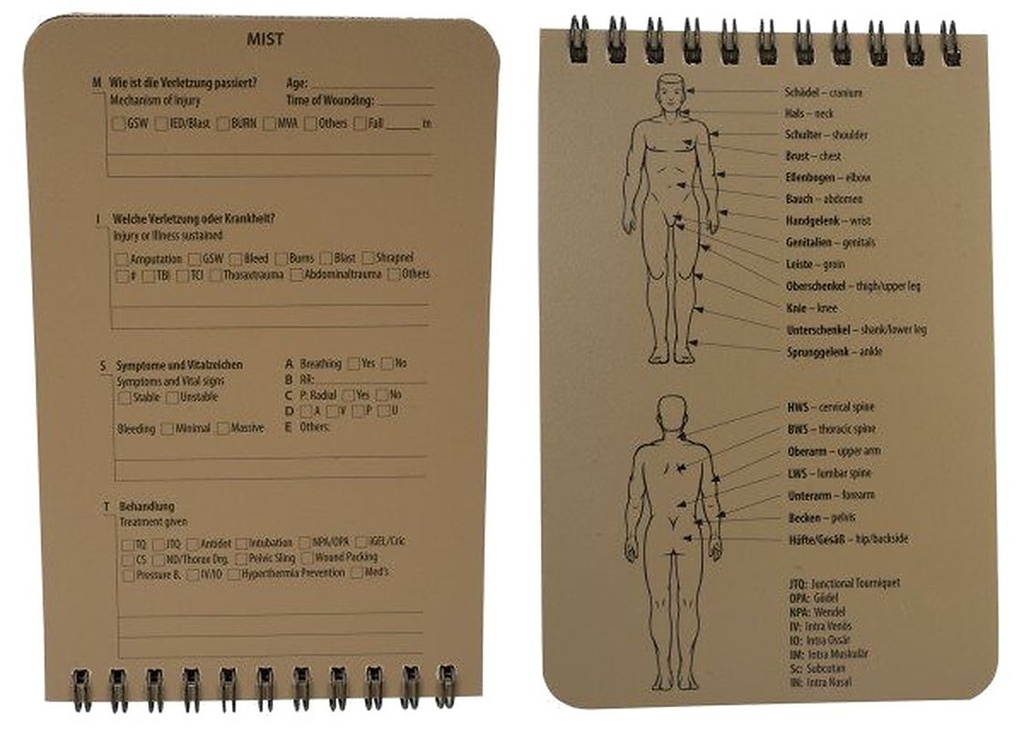 Rite in The Rain Combat Medic Organizer Gen 2 mit 35 Verwundetenkarten, 103x153mm