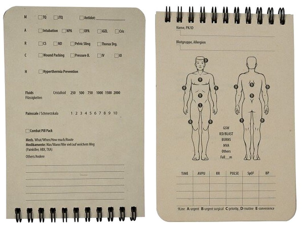 Rite in The Rain Combat Medic Organizer Gen 2 mit 35 Verwundetenkarten, 103x153mm