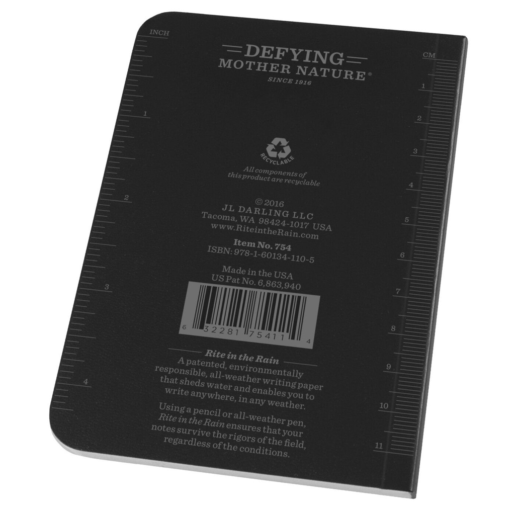 Rite in the Rain Notizbuch Field Flex Side-Gebunden Memo 7,95x12,7cm - schwarz