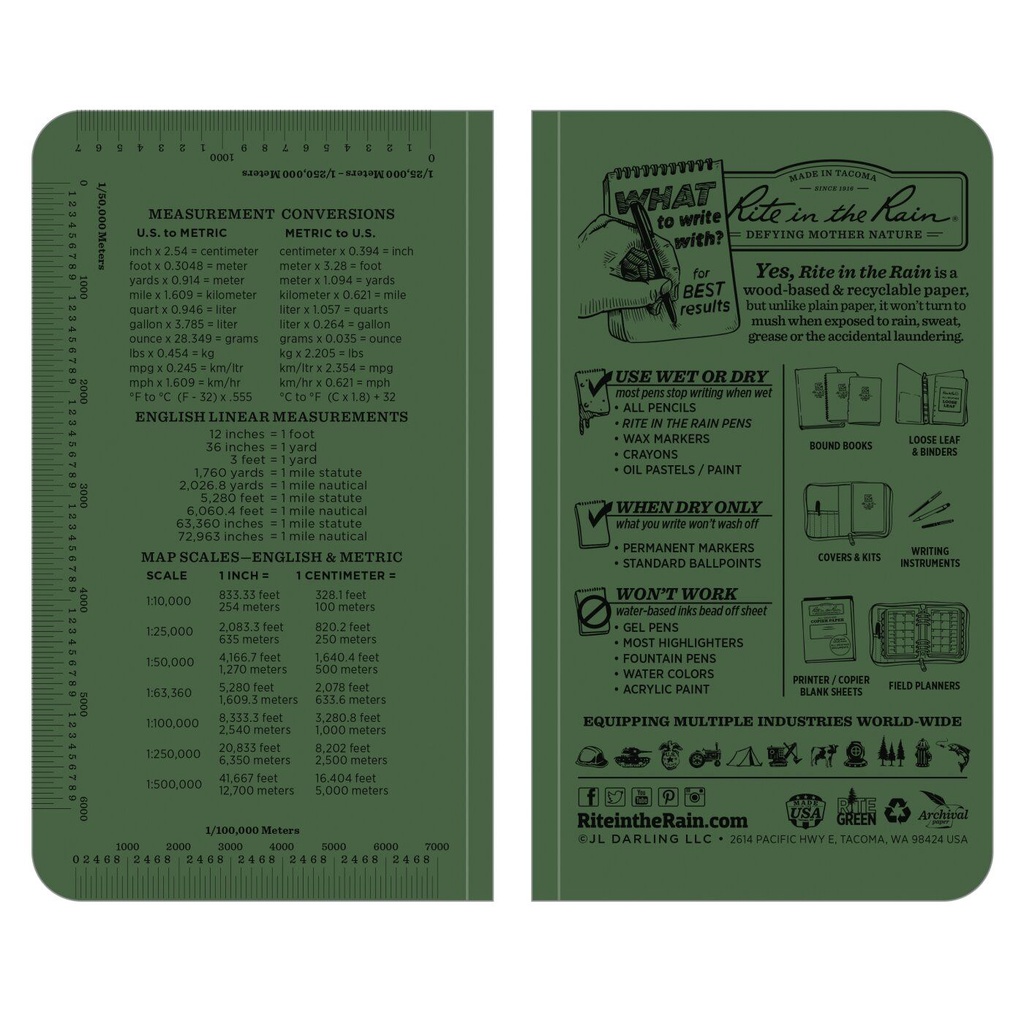 Rite in the Rain Notizbuch Field Flex Side-Gebunden Memo 7,95x15,25cm - tan