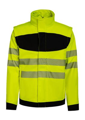 Korntex EOS Hi-Vis Softshell Jacke mit schwarzer Brustpartie