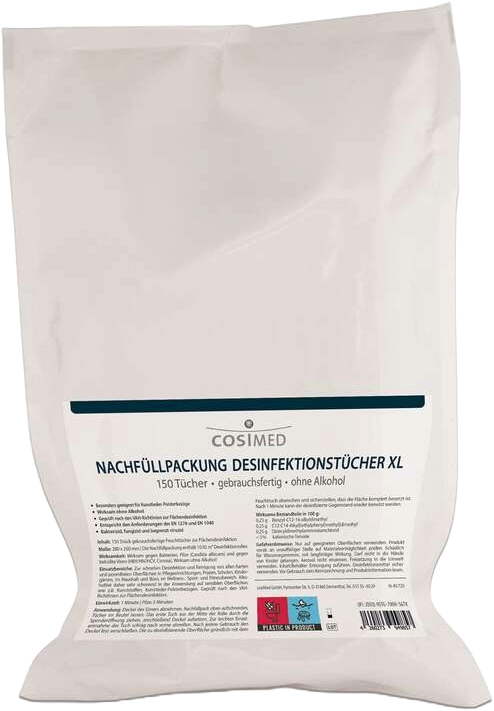 CosiMed Desinfektionstücher XL 28x28cm Nachfüllpack