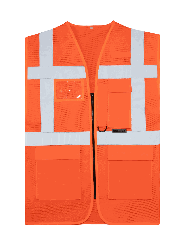 Korntex Mesh Multifunktionswarnweste EN 20471, neonorange, M