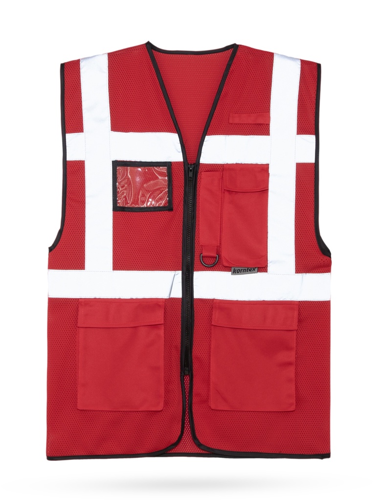 Korntex Mesh Multifunktionsweste, rot, 4XL