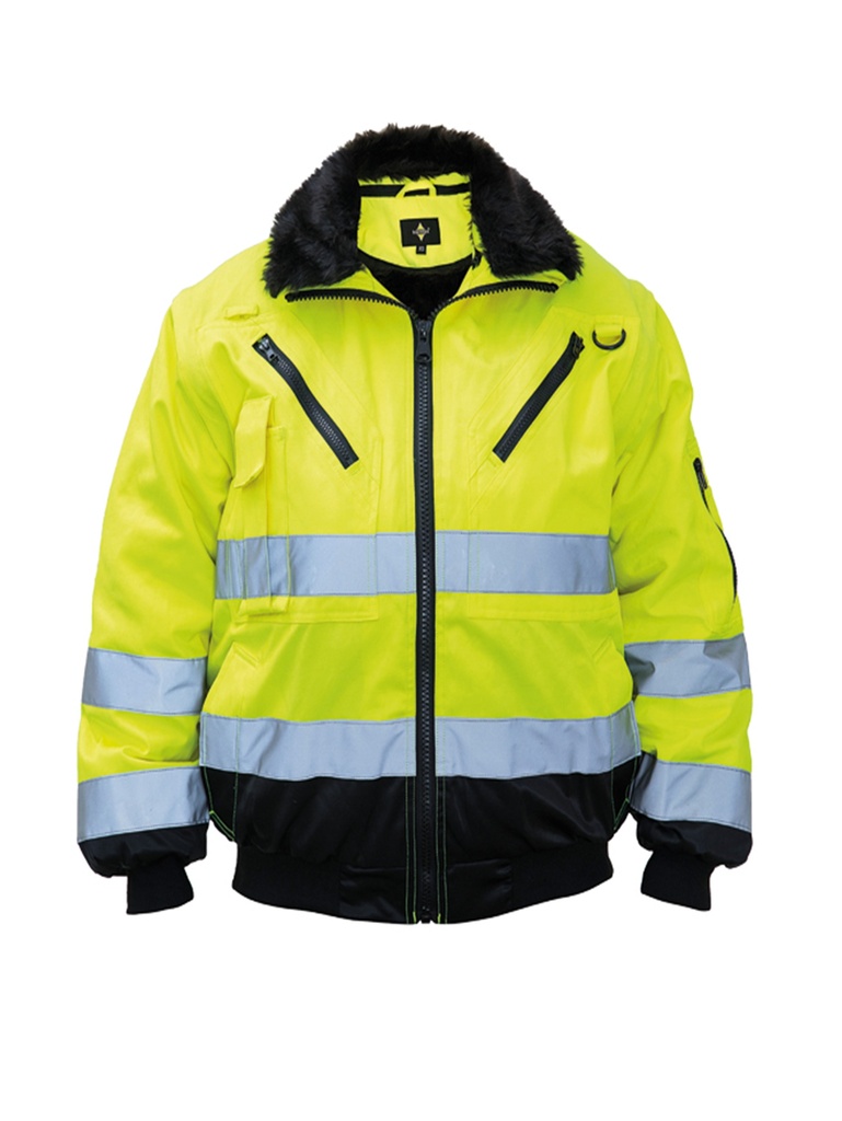 Korntex Hi-Vis Pilotenjacke EN 20471, schwarz/neongelb, 4XL