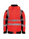 Korntex Hi-Vis Softshell Regenjacke EN 20471, schwarz/rot, 3XL