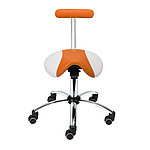 Praxis Sattelhocker mit abnehmbarer Lehne - weiss/orange
