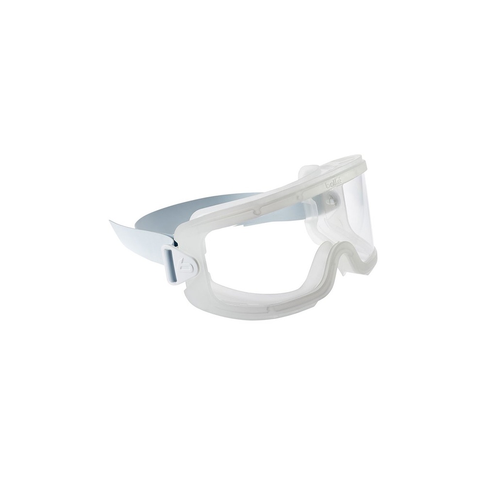 Bollé autoklavierbare Vollschutzbrille Elite Klar  oben direkte Belüftet, weisser Klipp