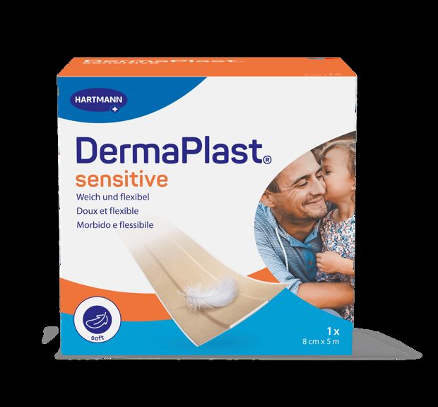 DermaPlast Pflaster Sensitive, 8cmx5m, beige