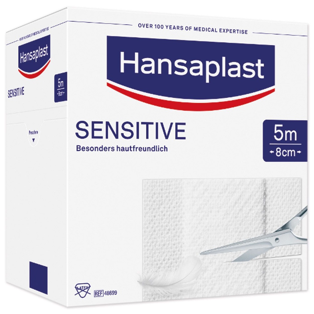 Hansaplast Sensitive Wundschnellverband weiß, 5 m x 8 cm