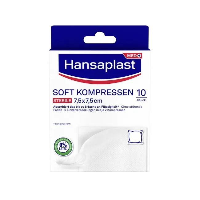 Hansaplast sterile Soft Kompressen 7,5 cm x 7,5 cm, 10 Stück