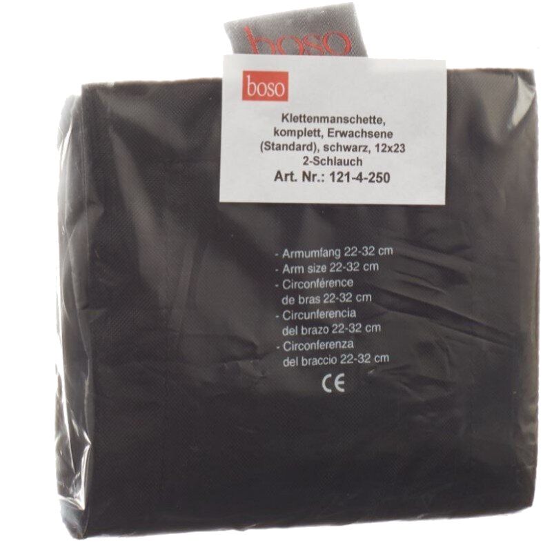 boso Blutdruckmanschetten 2-Schlauch Klettmanschette für Erwachsene, 22-32cm, Farbe: schwarz