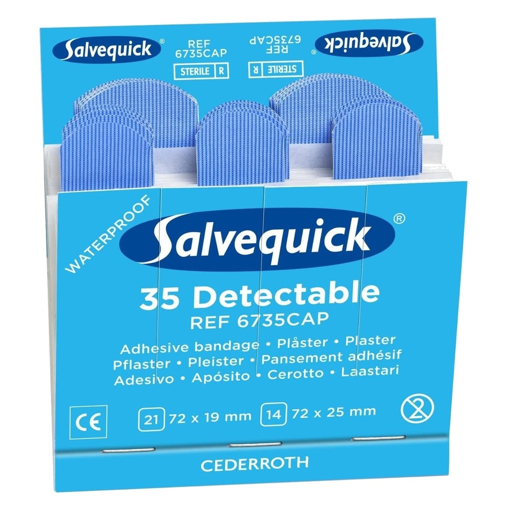 6735 Salvequick Cap Detectable Pflaster, 6x35Stk, blau