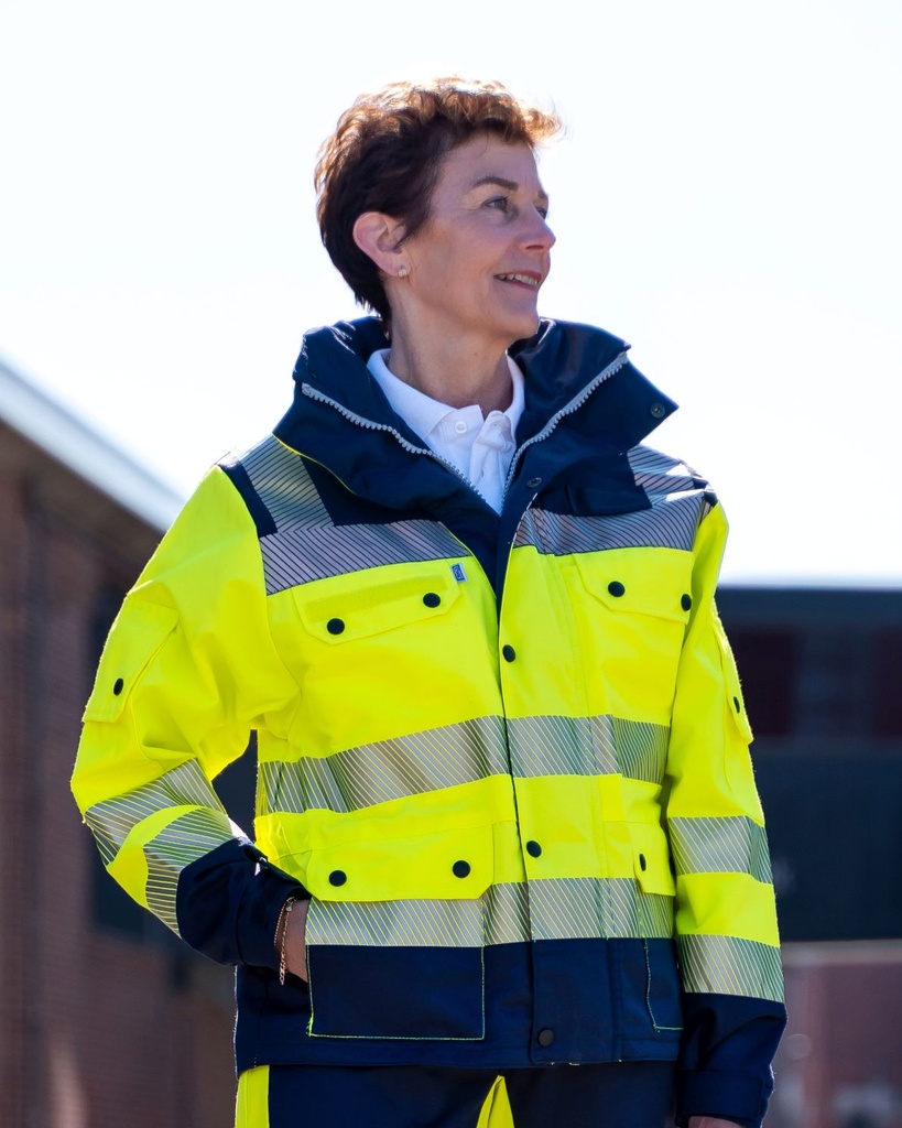 Parka Einsatzjacke Marineblau-Neongelb, EN20471, Klasse 2 - 3XL