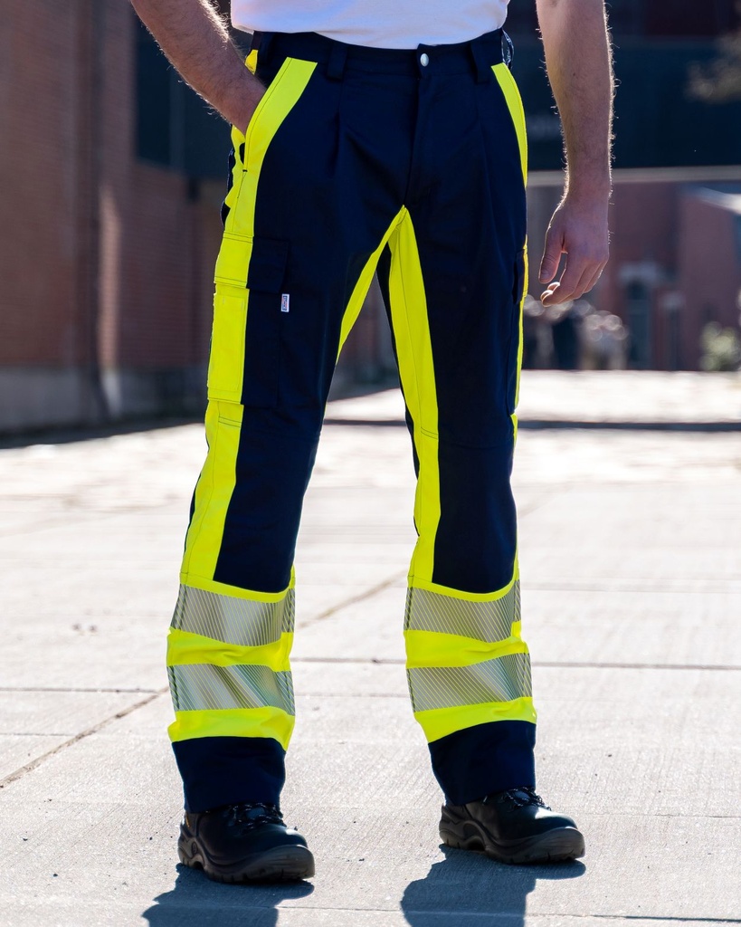 Sanität Einsatzhose Marineblau-Neongelb, EN20471, Kl.1 - 54W
