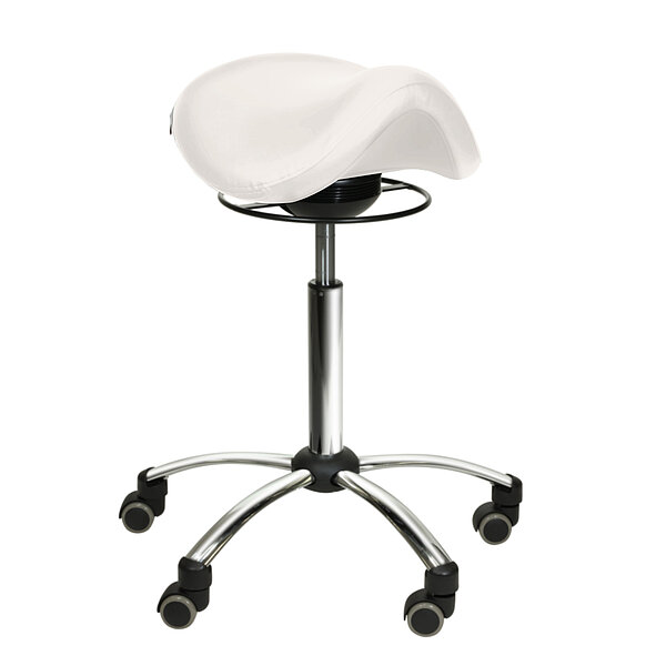 Sattelhocker mit Schwingmechanismus - weiss