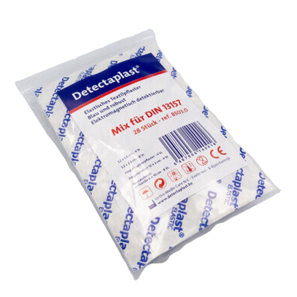 Detectaplast dektierbares Pflaster elastisch Set DIN 13157 42Stk, blau