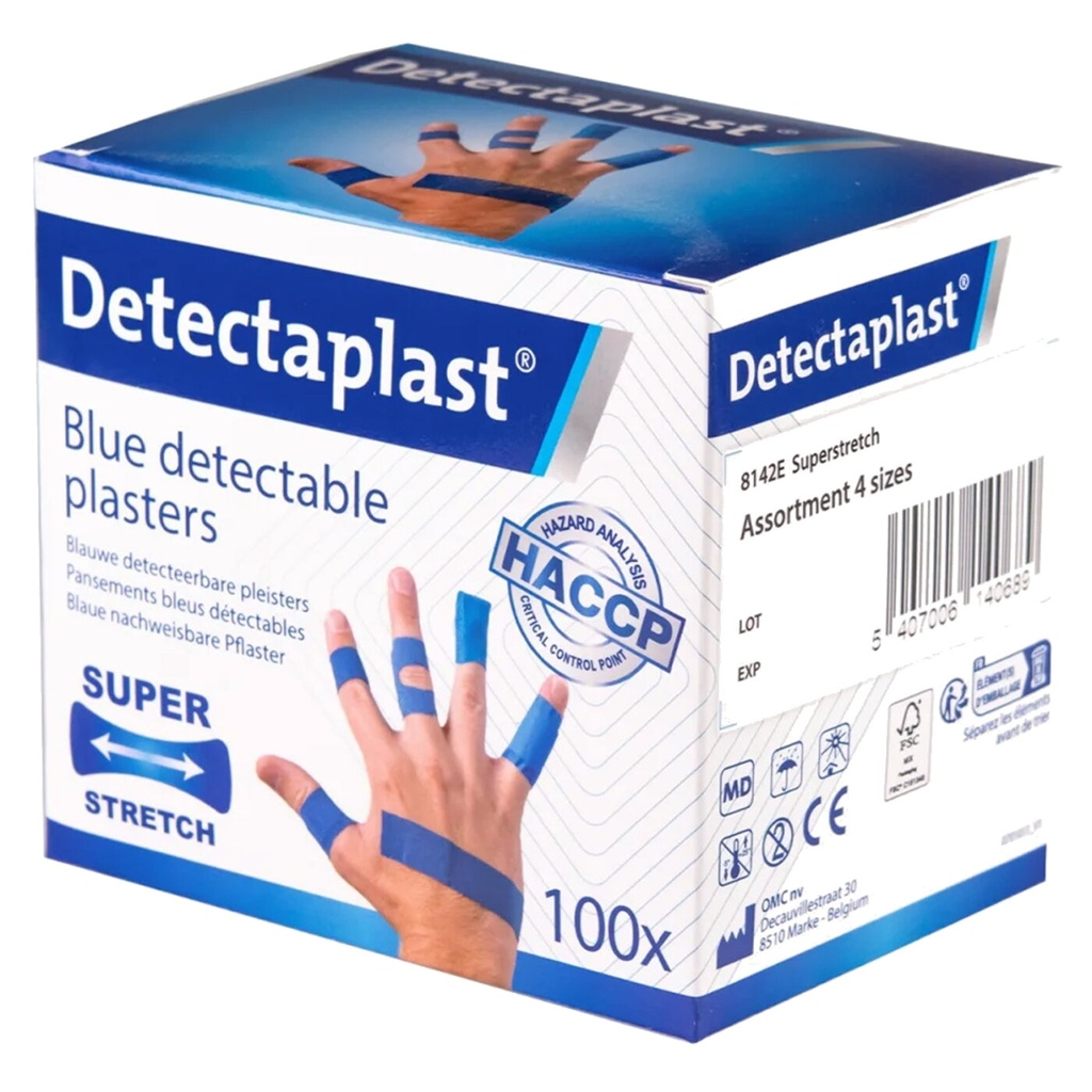 Detectaplast dektierbares Pflaster elastisch Mix 5 40Stk, blau