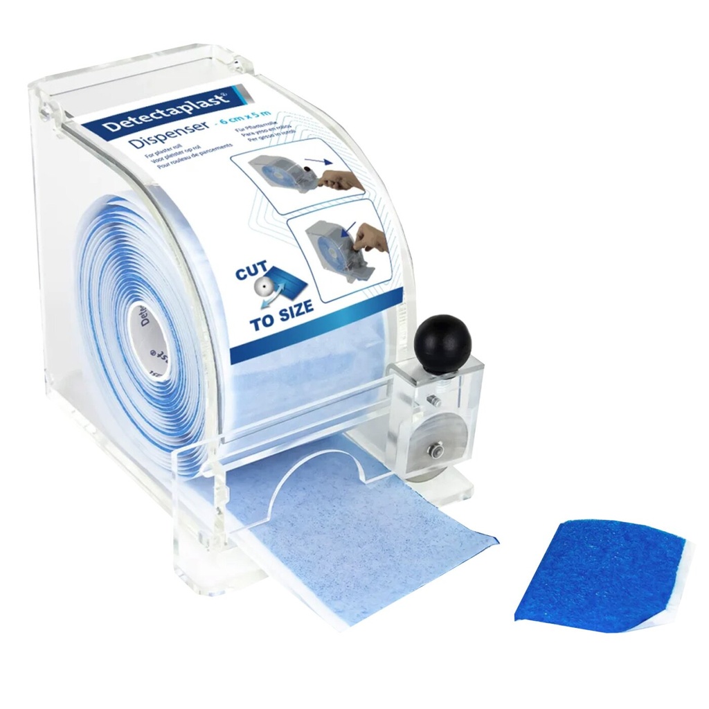 Detectaplast Pflaster-Dispenser gefüllt - mit Rolle Detectaplast Foam Verband blau