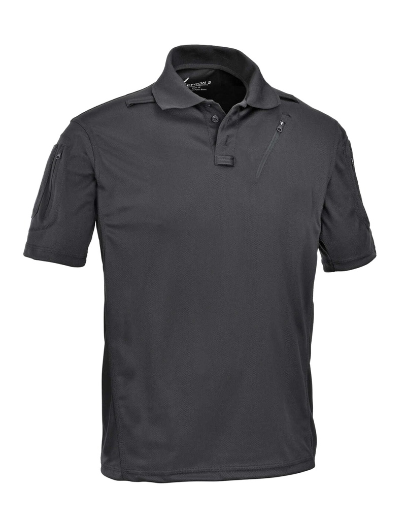 DEFCON5 Advanced Tactical Polo kurzarm mit Taschen aus Polyester Mesh - schwarz - XS