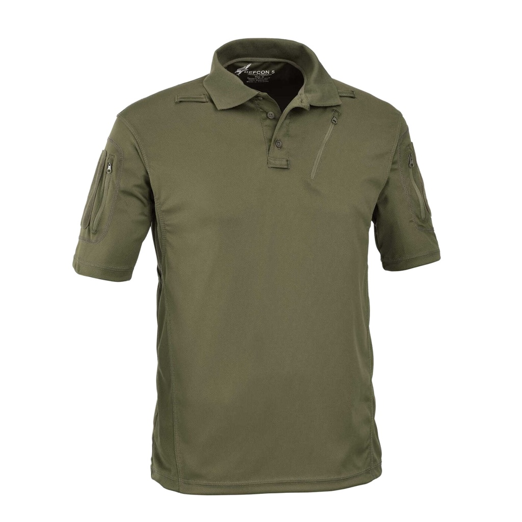 DEFCON5 Advanced Tactical Polo kurzarm mit Taschen aus Polyester Mesh - OD grün - XXL