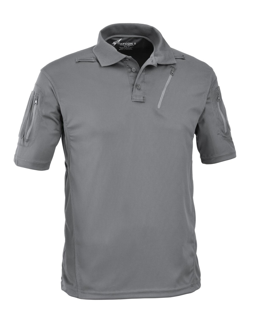 DEFCON5 Advanced Tactical Polo kurzarm mit Taschen aus Polyester Mesh - grau - XS