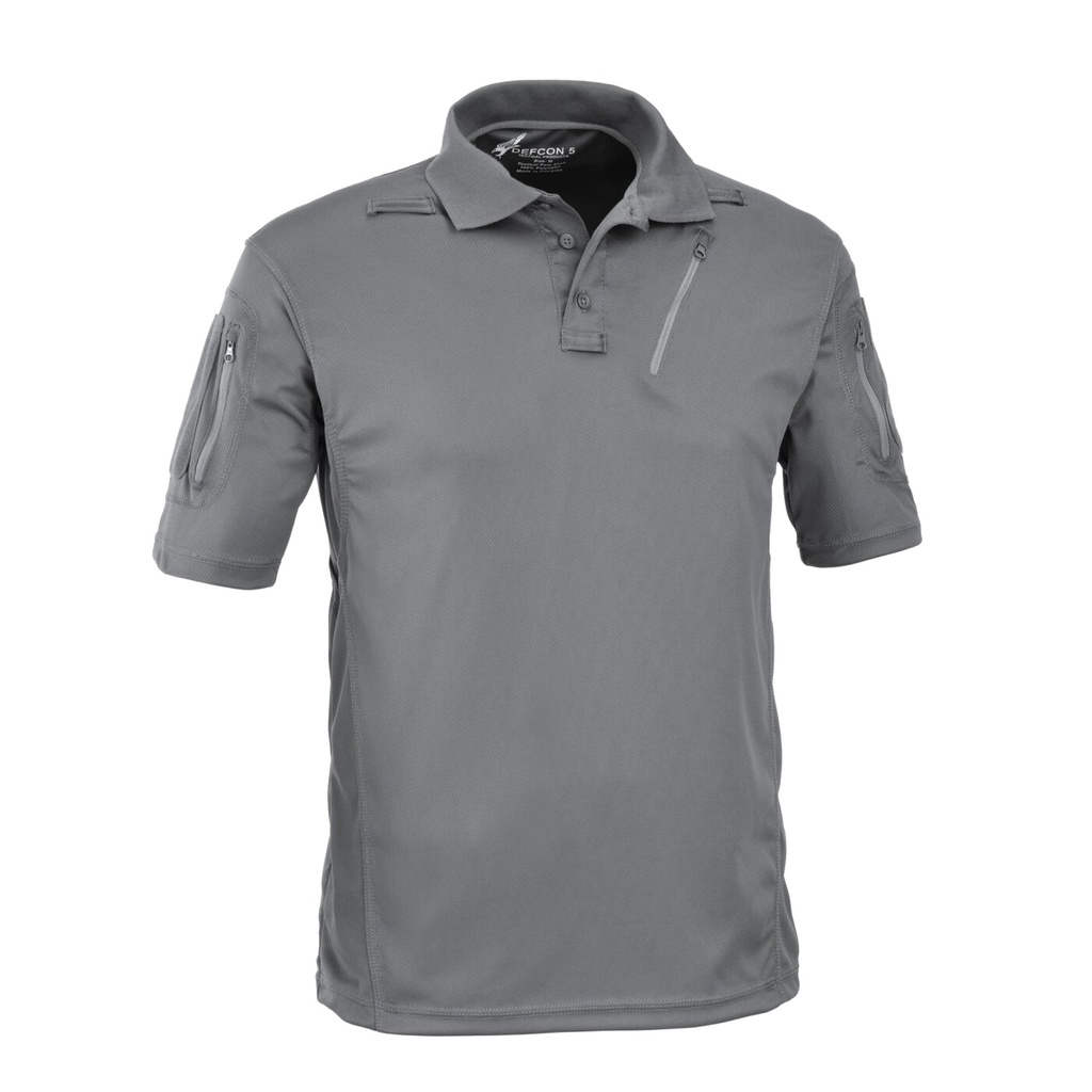 DEFCON5 Advanced Tactical Polo kurzarm mit Taschen aus Polyester Mesh - grau - L