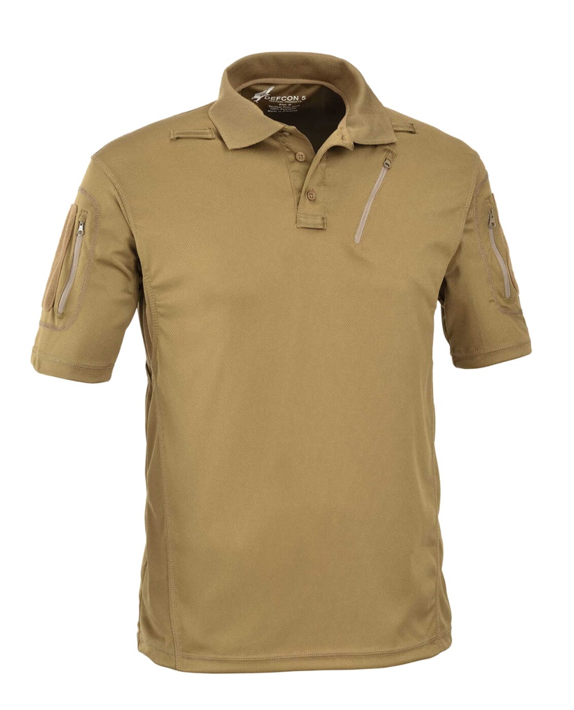 DEFCON5 Advanced Tactical Polo kurzarm mit Taschen aus Polyester Mesh - coyote - S
