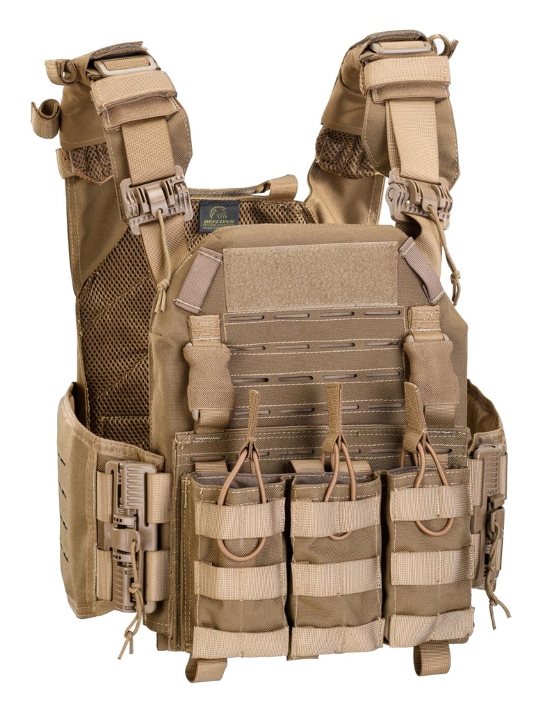 DEFCON5 Sturmplattenträger mit Schnellverschlusssystem + Triple Mag. Pouch - coyote