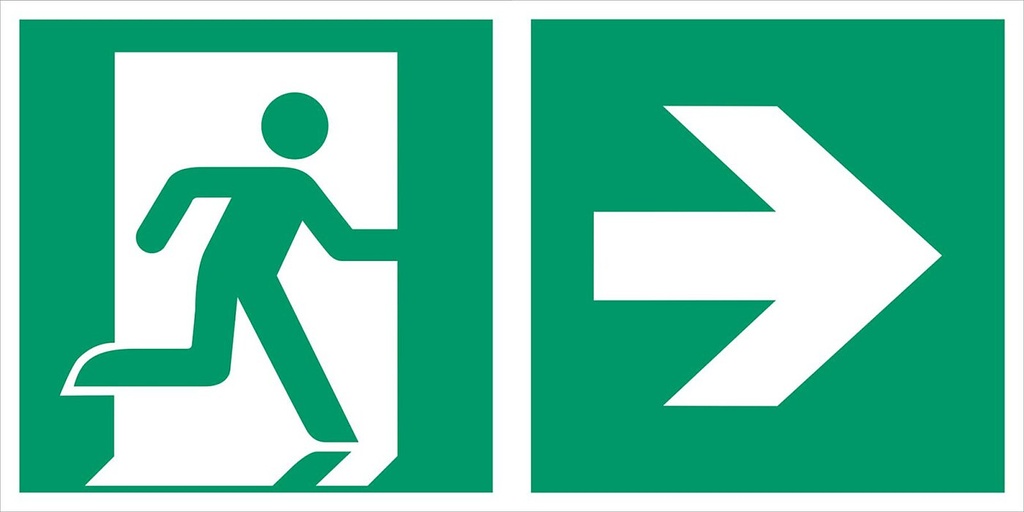 Everglow Rettungszeichen Schild Notausgang rechts mit Lichtkante - 60cm - 30cm