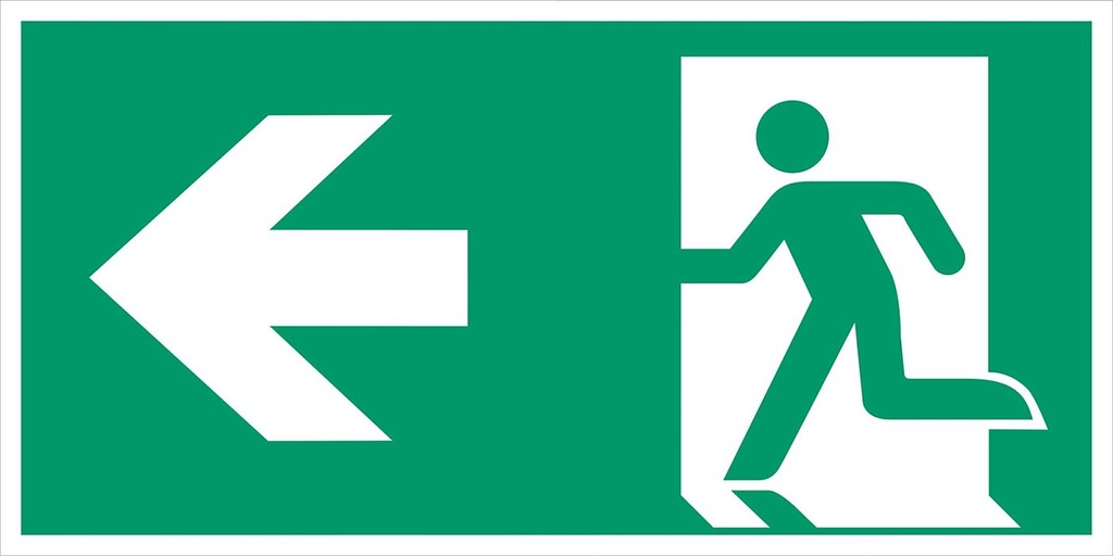 Everglow Rettungszeichen Schild Notausgang links ohne Lichtkante - 1.2m - 60cm