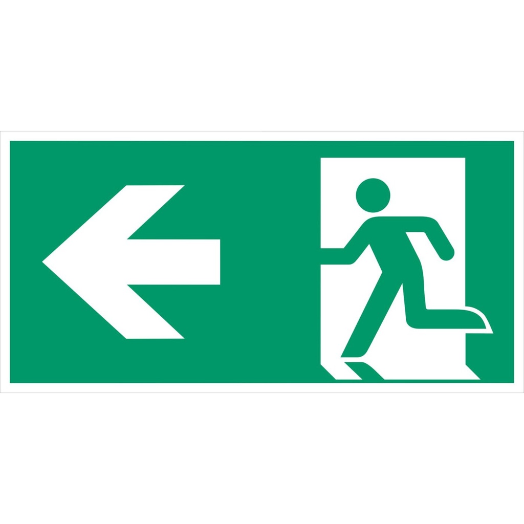 Everglow Rettungszeichen Schild Notausgang links ohne Lichtkante - 30cm - 15cm
