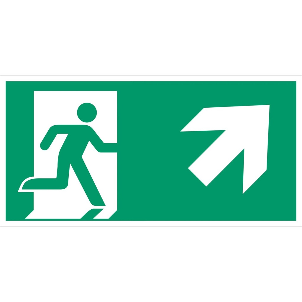 Everglow Rettungszeichen Schild Notausgang rechts schräg aufw. ohne Lichtkante - 40cm - 20cm
