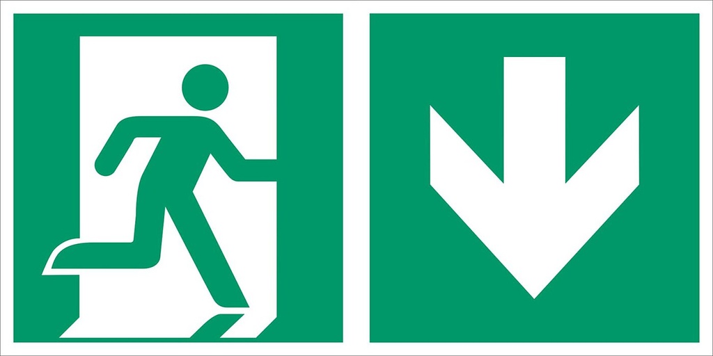 Everglow Rettungszeichen Schild Notausgang rechts abw. mit Lichtkante - 60cm - 30cm