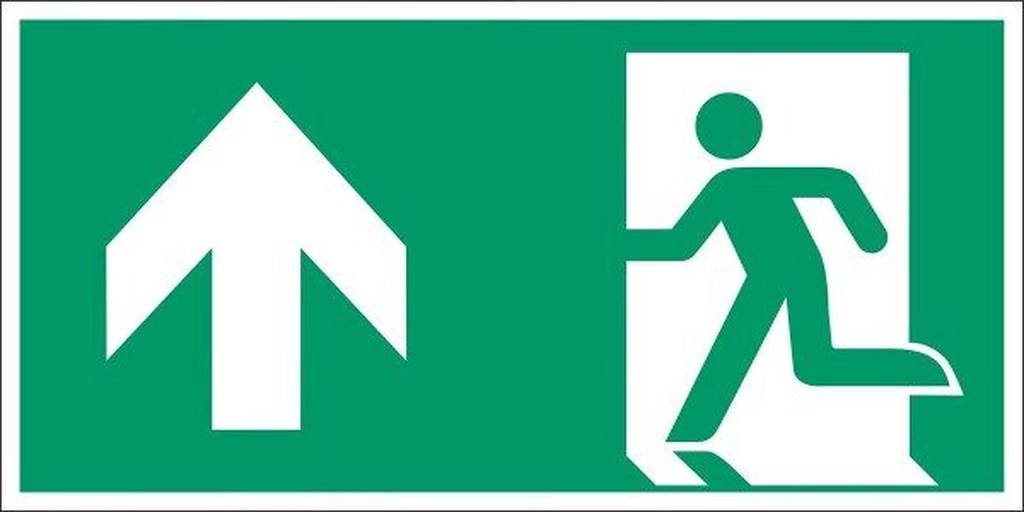 Everglow Rettungszeichen Schild Notausgang links  aufw. ohne Lichtkante - 40cm - 20cm