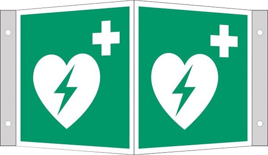 Everglow Rettungszeichen Winkelschild AED - 20m - 20cm