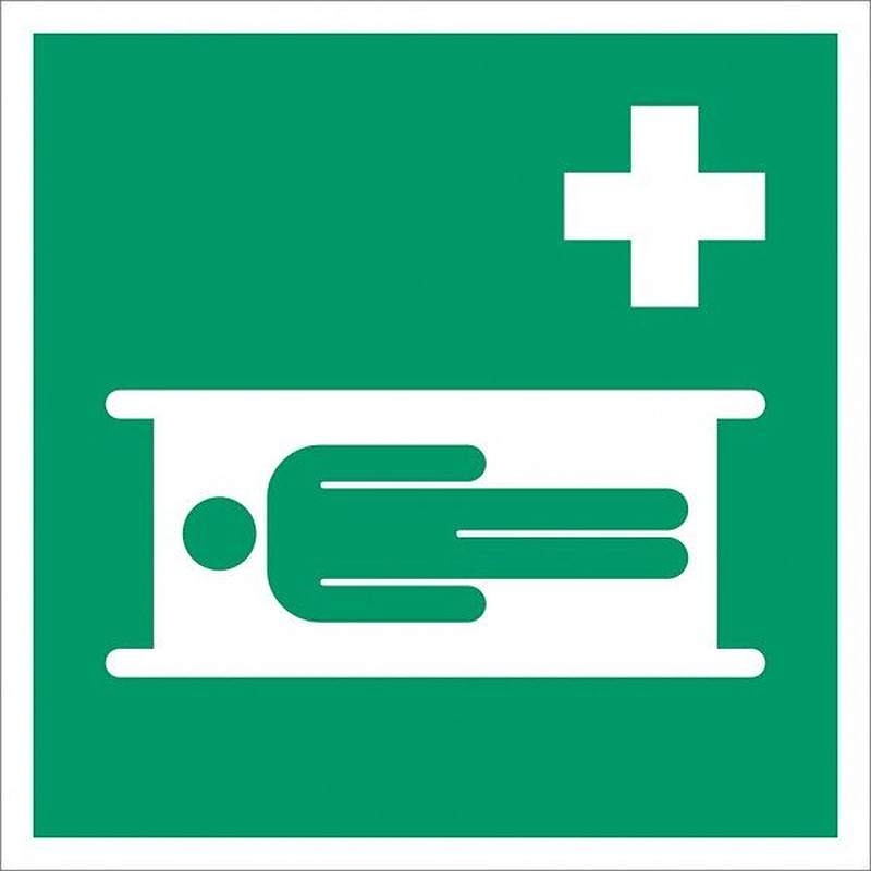 Everglow Rettungszeichen Schild Krankentrage ASR A1.3 ISO 7010-E013 - 20m - 20cm