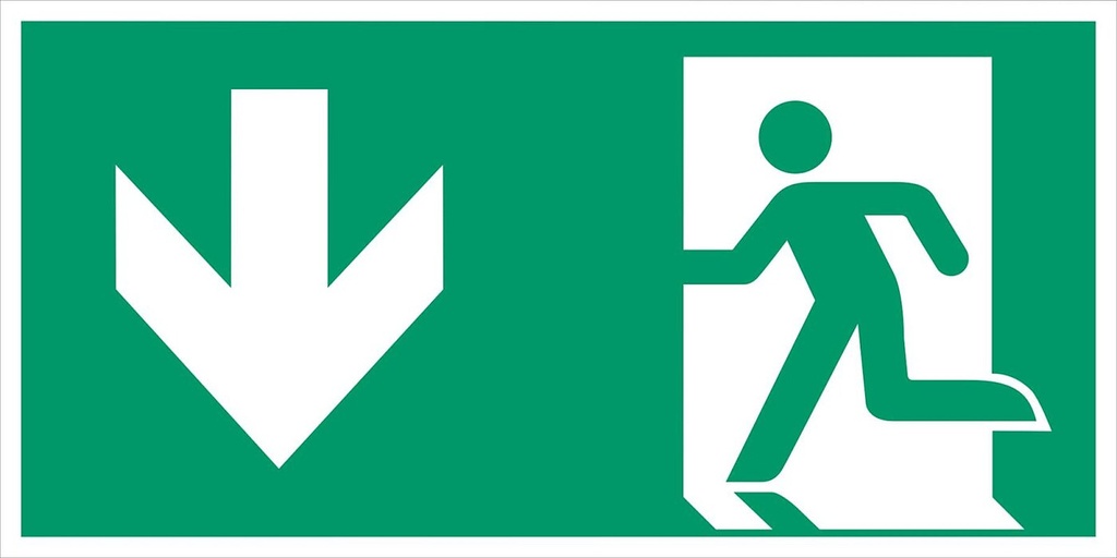 Everglow Rettungszeichen Schild Notausgang links  abw. ohne Lichtkante - 1.2m - 60cm