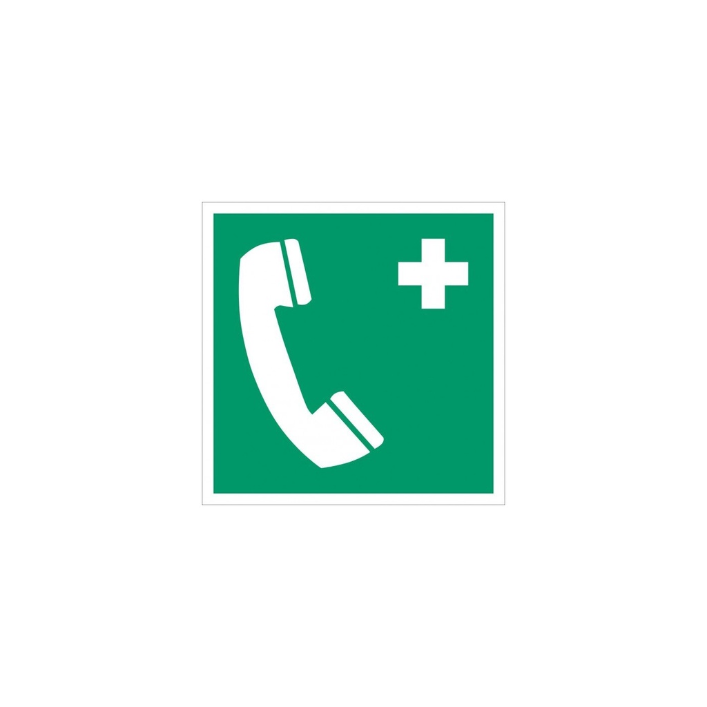 Everglow Rettungszeichen Aufkleber Notruftelefon ASR A1.3 ISO 7010-E004 - 20m - 20cm