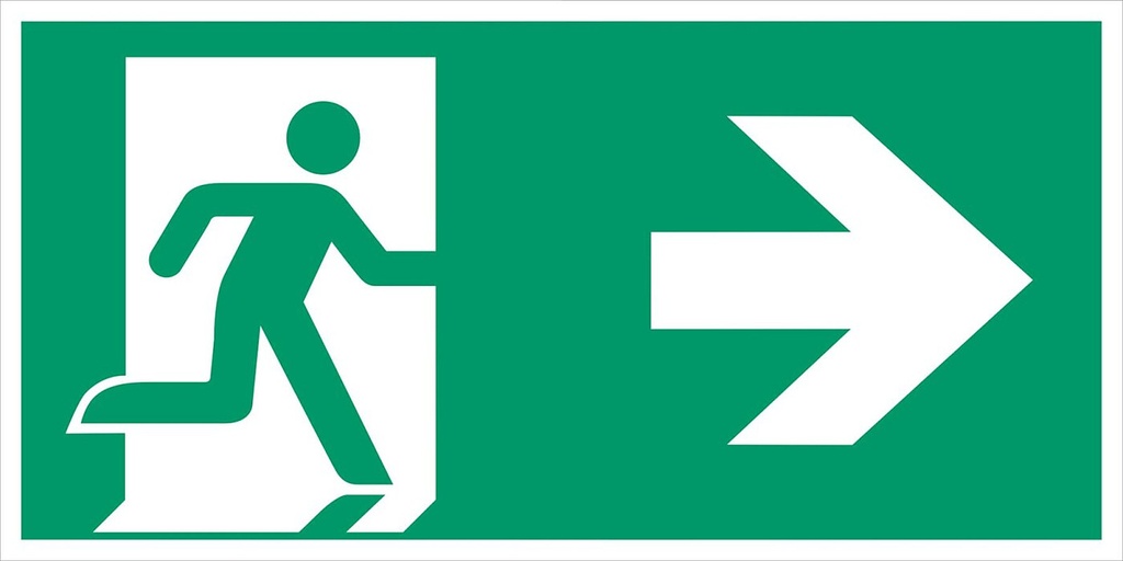 Everglow Rettungszeichen Schild Notausgang rechts ohne Lichtkante - 60cm - 30cm