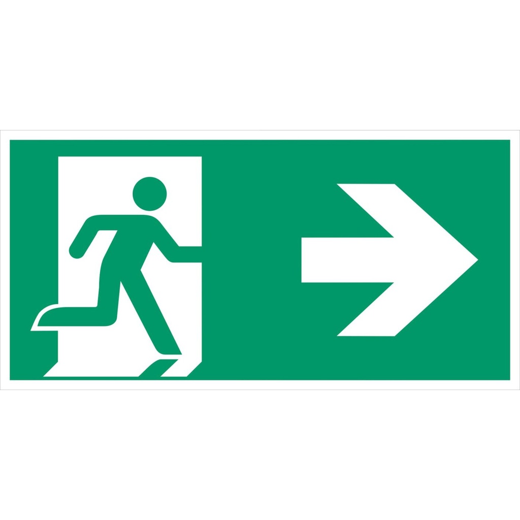 Everglow Rettungszeichen Schild Notausgang rechts ohne Lichtkante - 40cm - 20cm