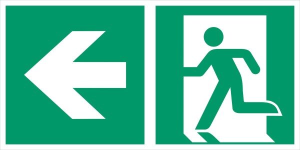 Everglow Rettungszeichen Schild Notausgang links mit Lichtkante - 60cm - 30cm