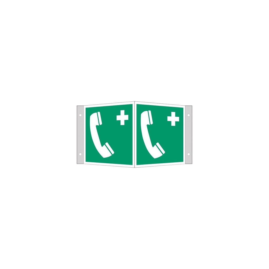 Everglow Rettungszeichen Winkelschild Notruftelefon - 15cm - 15cm