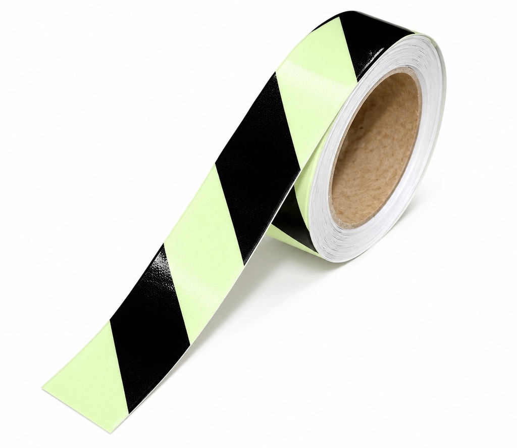 Everglow Warnmarkierungsband schwarz schraffiert linksweisend - 3cm